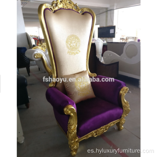 Suministre la silla del trono del rey real, la silla bergere de la PU, la silla con respaldo alto del hotel de cuero púrpura